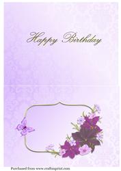 A5 Purple Happy Birhtday Landscape Insert