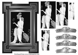 Art Deco Pyramid Topper in Black & White