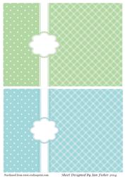 2 Card Fronts Daisys & Diamonds in Green & Teal