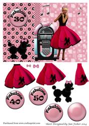 Juke Box Fabulous Card Front in Pinks