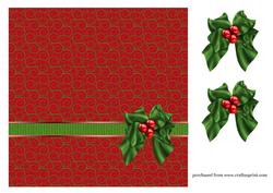 8in Backing Red with Green Swirls