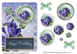 A5 Birthday card front panel lilac rose