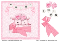 8 x 8 twin girls card front