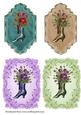 Set of 4 Vintage Roses & Boot Toppers