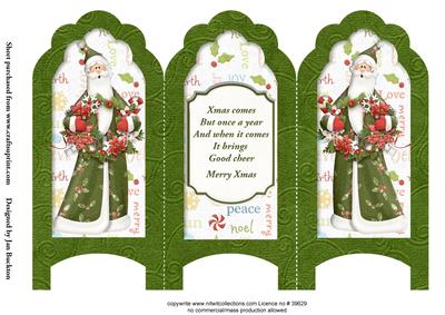 Screen Fold Quick Card - Green Santa