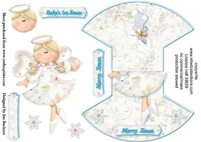 Xmas Angel Rocker Card - Blue