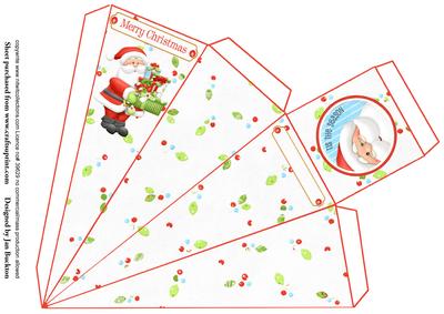 Santa with Pressies Pyramid Gift Box