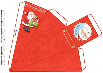 Santa with Pressies Pyramid Gift Box 3