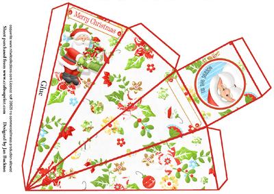 Santa with Pressies Pyramid Gift Box 4