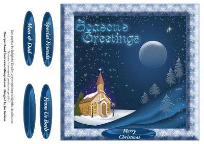 8x8 Framed Xmas Church Scene