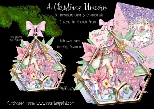A Christmas Unicorn 3d Terrarium Cards & Envelopes Kit