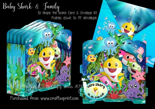 Baby Shark & Family Shape the Scene 3D Card and Envelope Kit.