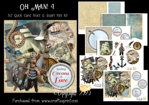 Oh Man! 4 - 7x7 Card Front & Insert Mini Kit
