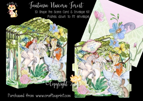 Fantasia Unicorn Forest Shape the Scene 3D Card and Envelope Kit.