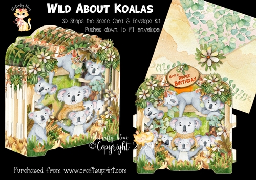 Wild about Koalas Shape the Scene 3D Card and Envelope Kit.