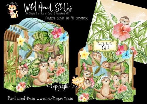 Wild about Sloths Shape the Scene 3D Card and Envelope Kit.