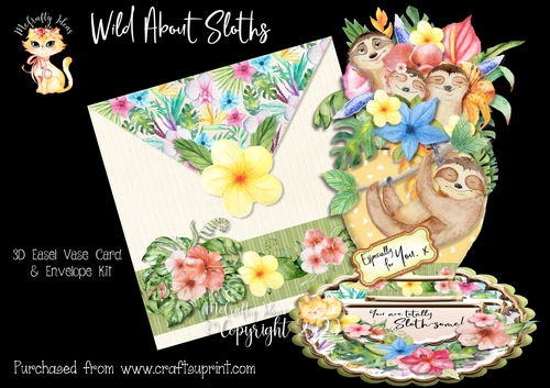 Wild about Sloths Easel Vase and Envelope Kit. 