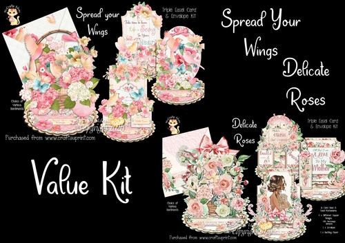 Spread Your Wings & Delicate Roses Triple Easel Card Value Kit