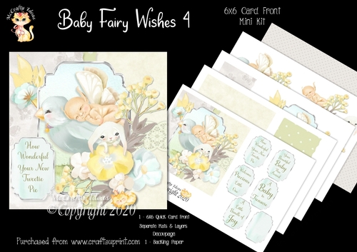 Baby Fairy Wishes 4 Card Front Mini Kit