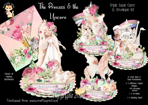 The Princess & the Unicorn Triple Easel Card and Envelope Kit. 
