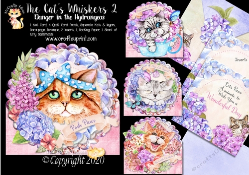 The Cats Whiskers 2 Danger in the Hydrangeas 6x6 Cards