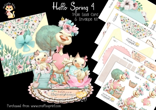 Hello Spring 4 Triple Easel Card and Envelope Kit. 