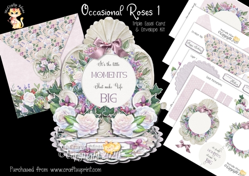 Occasional Roses 1 Triple Easel Card and Envelope Kit. 