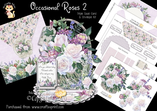 Occasional Roses 2 Triple Easel Card and Envelope Kit. 