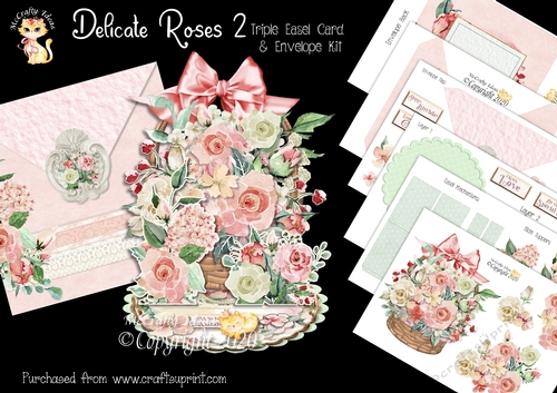 Delicate Roses 2 Triple Easel Card and Envelope Kit. 