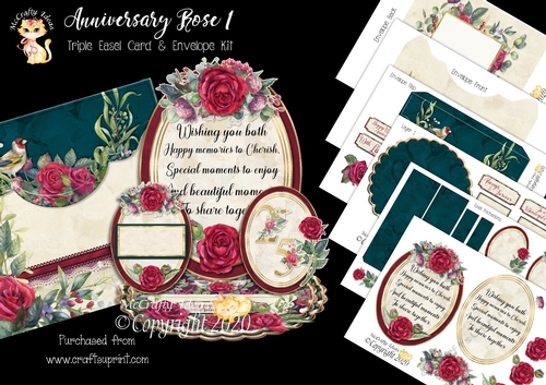 Anniversary Rose 1 Triple Easel Card