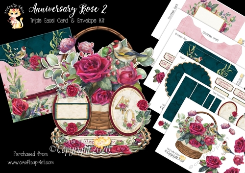 Anniversary Rose 2 Triple Easel Card