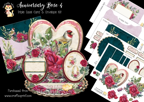 Anniversary Rose 4 Triple Easel Card