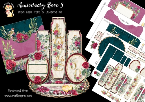 Anniversary Rose 5 Triple Easel Card