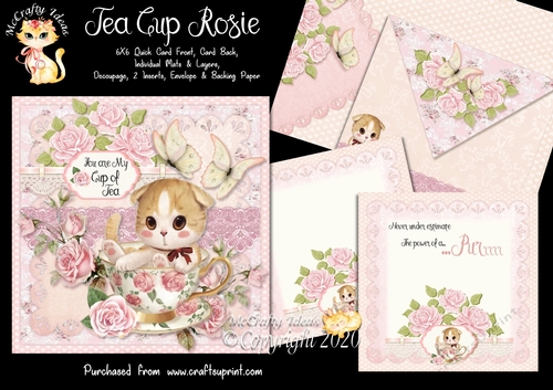 Tea Cup Rosie - 6x6 Complete Card & Envelope Kit