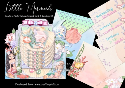 Little Mermaids Create a Waterfall 6x6 Card Kit.