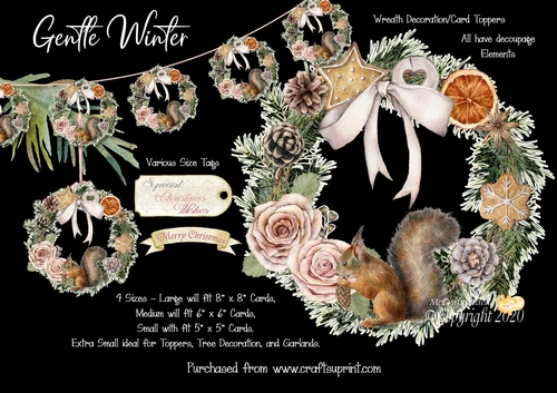 Gentle Winter 1 Wreath Decorations/Card Toppers.
