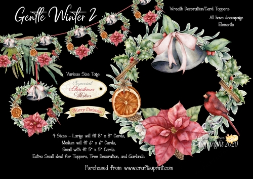 Gentle Winter 2 Wreath Decorations/Card Toppers.