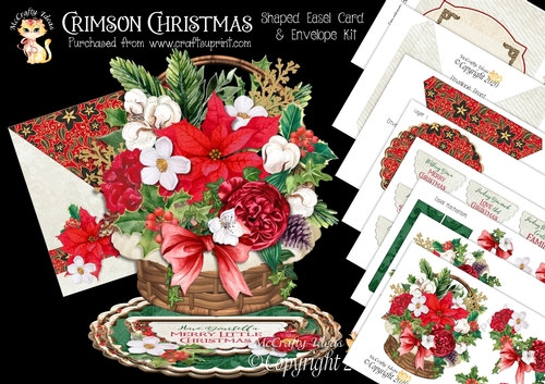 Crimson Christmas 3d Shaped Easel Card and Envelope Kit.