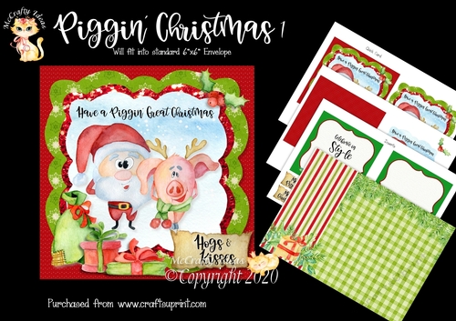 Piggin Christmas 1 Card Front and Inserts Kit