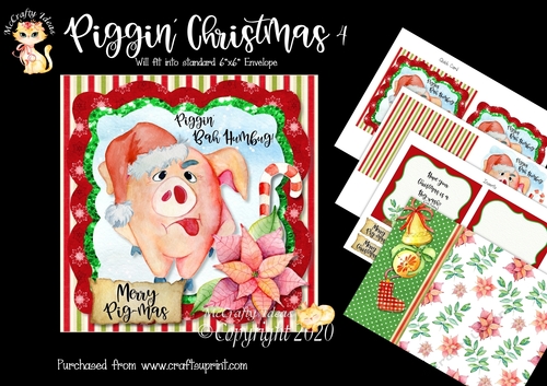 Piggin Christmas 4 Card Front and Inserts Kit