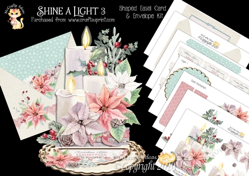 Shine a Light 3 3d Shaped Easel Card and Envelope Kit.