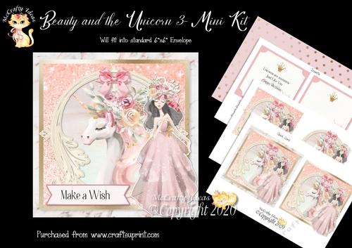 Beauty and the Unicorn 3 Card Front and Inserts Kit