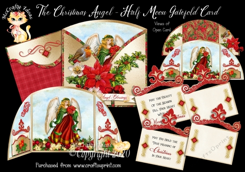 The Christmas Angel Half Moon Gatefold Card Kit