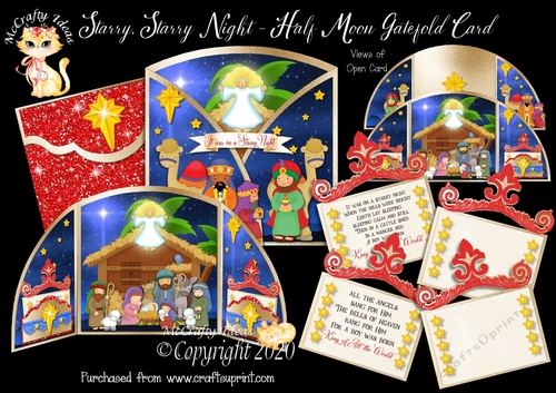 Starry Starry Night Half Moon Gatefold Card Kit