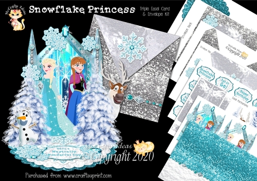 Snowflake Princess Triple Easel Card and Envelope Kit. 