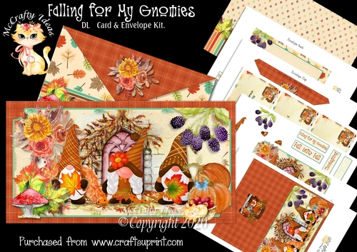 Falling for My Gnomies DL  Card & Envelope Kit