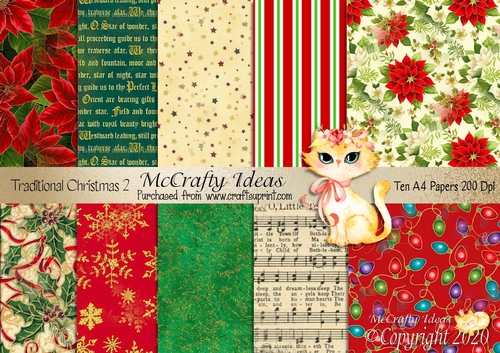10 x A4 Traditional Christmas 2  Papers 200Dpi