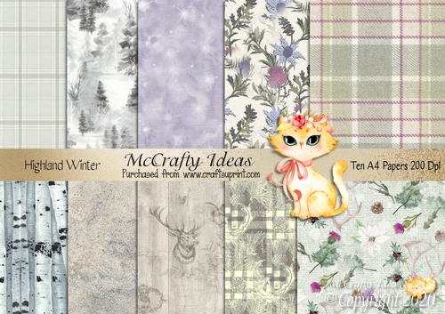 10 x A4 Highland Winter  Papers 200Dpi