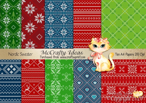 10 x A4 Nordic Sweater  Papers 200Dpi