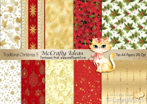 10 x A4 Traditional Christmas 5 Papers 200Dpi